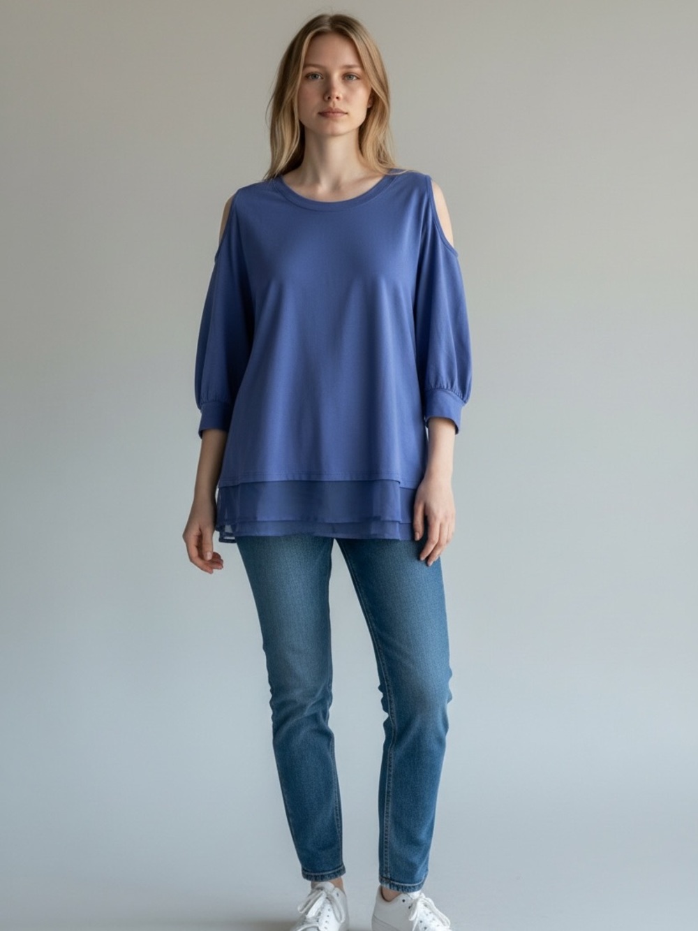Women’s Lavender Cold-Shoulder Blouse